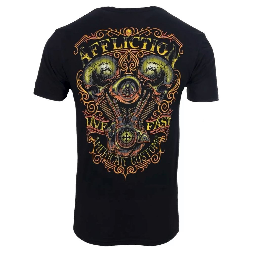 AFFLICTION THUNDER Men's T-shirt BLACK Biker MMA